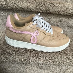 John Geiger GF-01 Men’s Linen Tan Pink White Sneakers